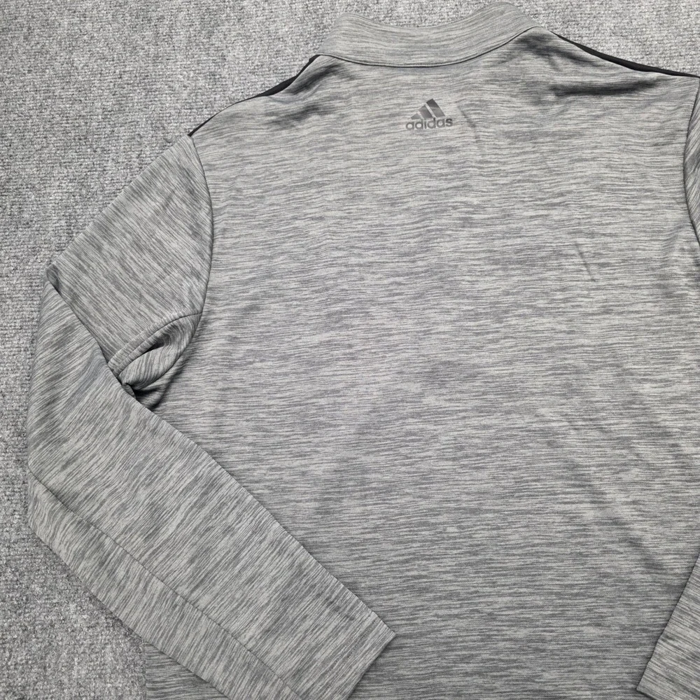 Adidas Mens Large Gray Black Space Dye Quarter Zip Pullover Long Sleeve Shirt